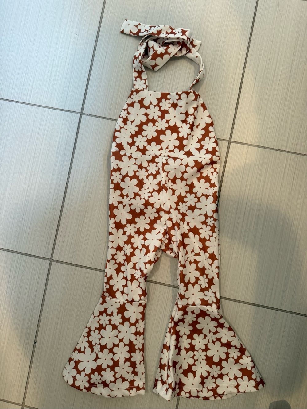 Bailey’s Blossom Retro Floral Bell Bottom Jumpsuit 12-18M Boho Outfit